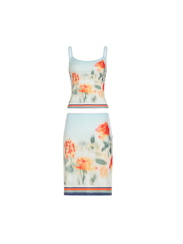 Ink Flower Print Two Piece