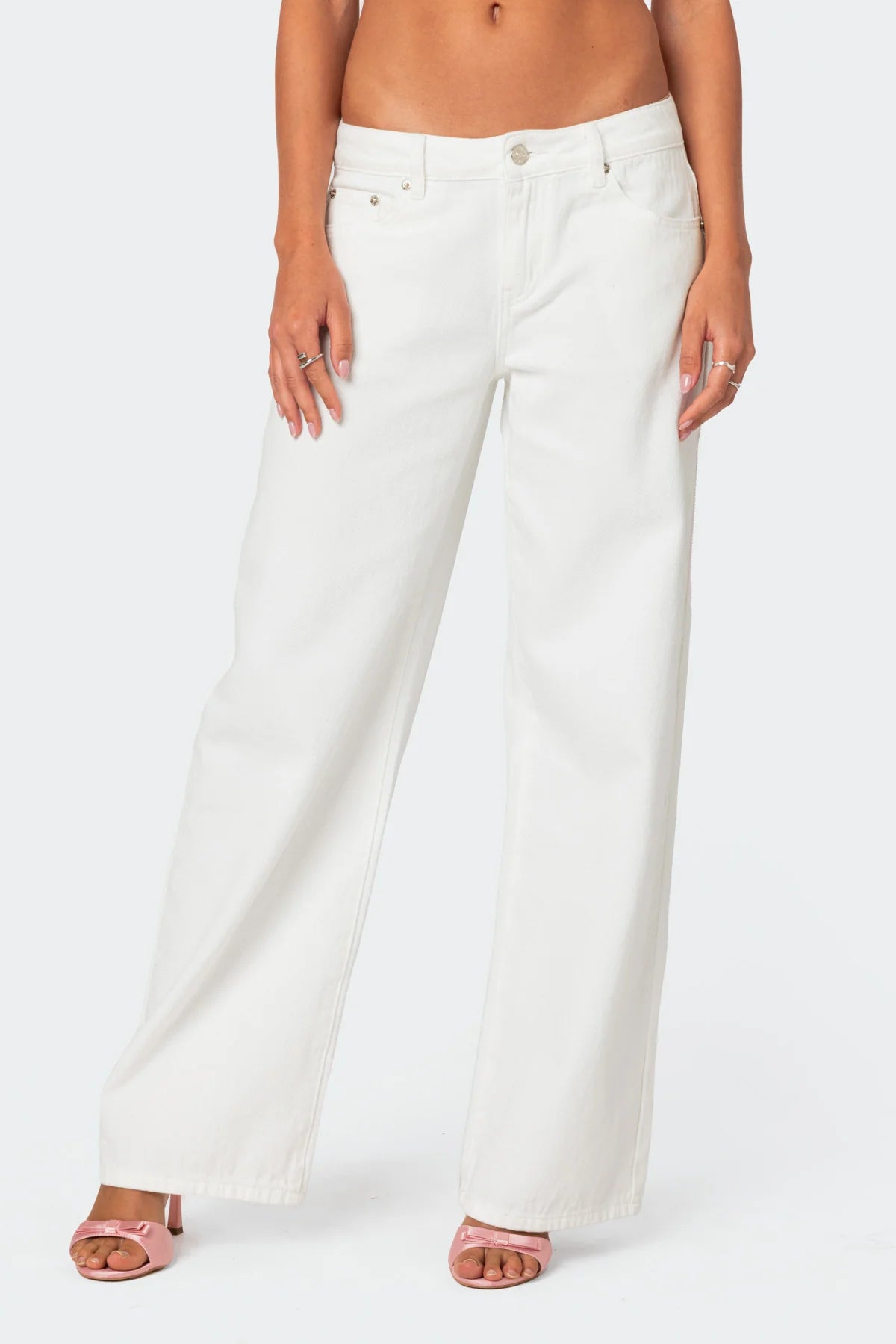 Pink Bow Wide-Leg Jeans